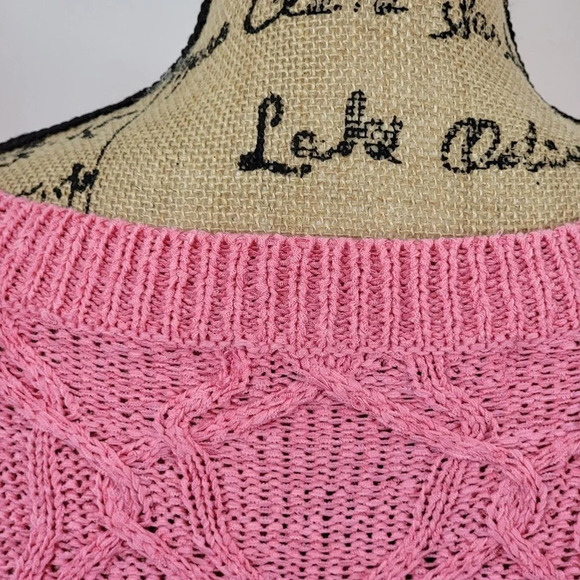 ZARA KNIT Women's Regular Cable Knit Ribbed Oversized Sweater Pink Size Medium - Picture 11 of 14